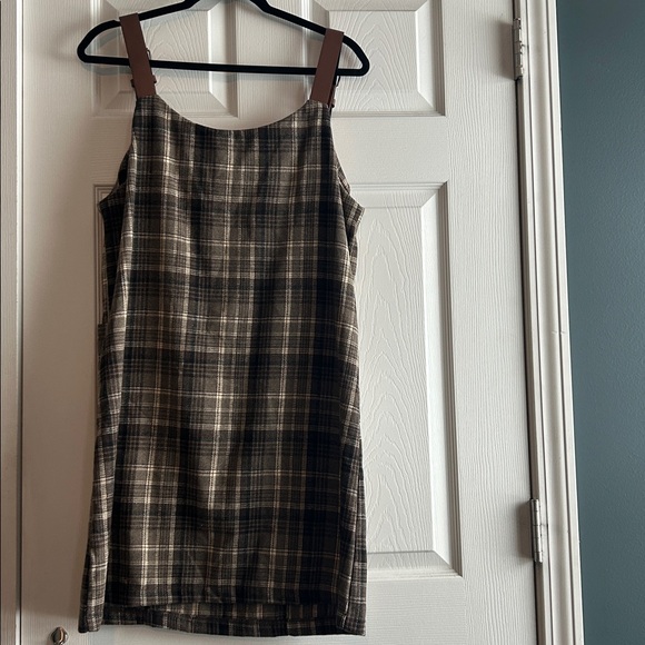 Plaid Sleeveless Dress with Brown Straps - Picture 10 of 13